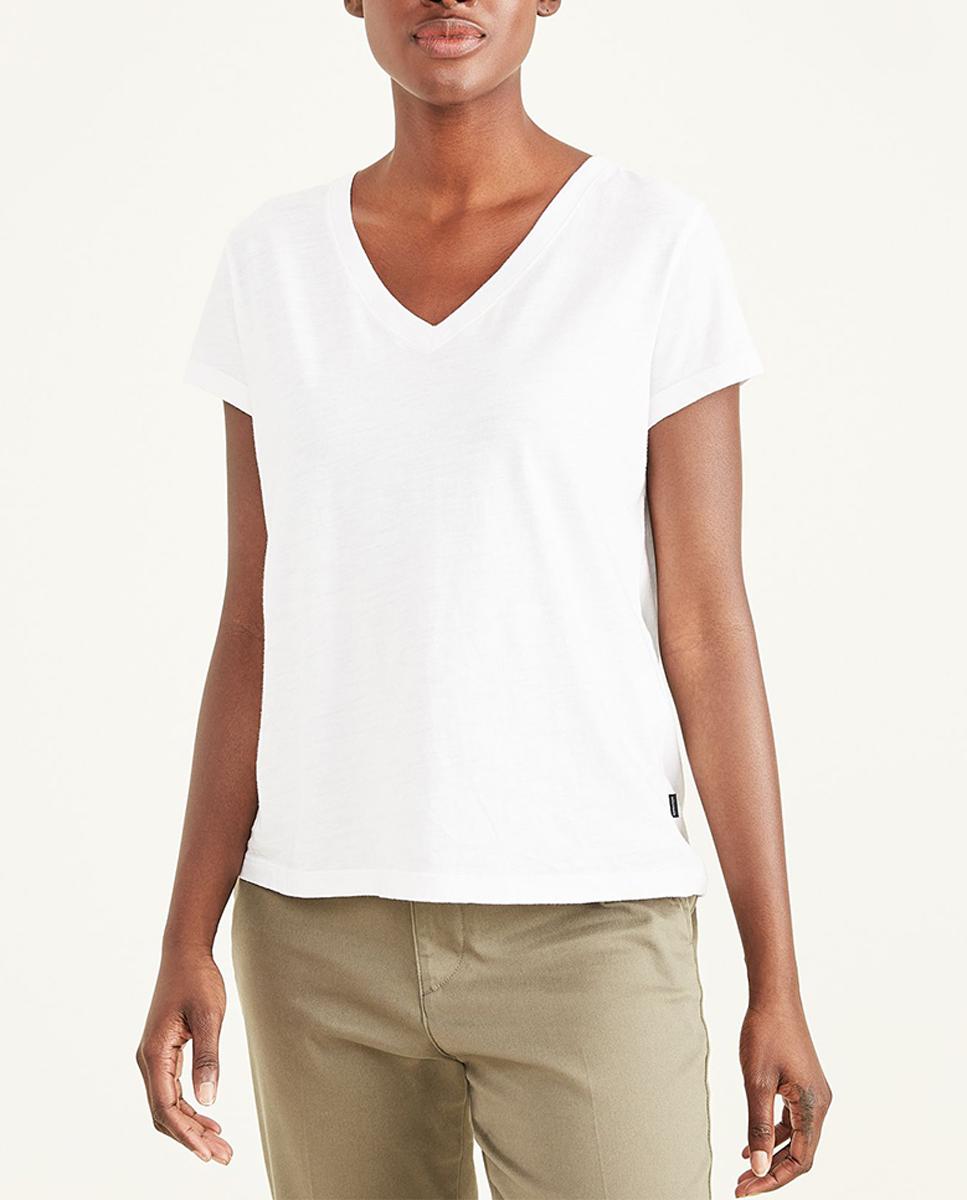 Imagen 0 de Camiseta de mujer de manga corta cuello pico