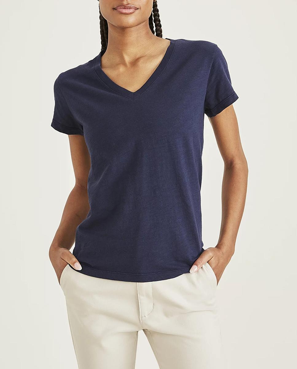Imagen 0 de Camiseta de mujer de manga corta cuello pico