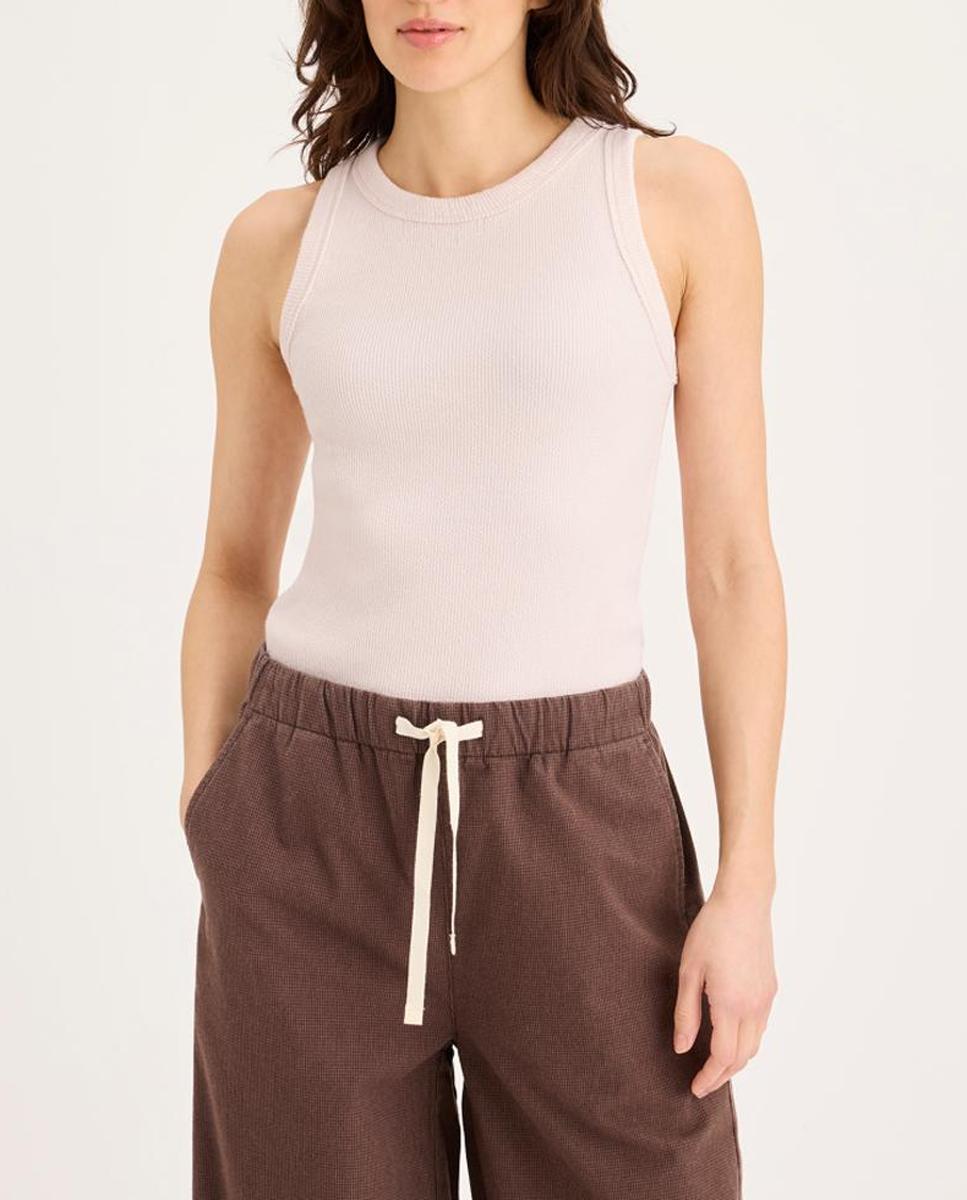 Imagen 0 de Camiseta de mujer canalé sin mangas y cuello redondo