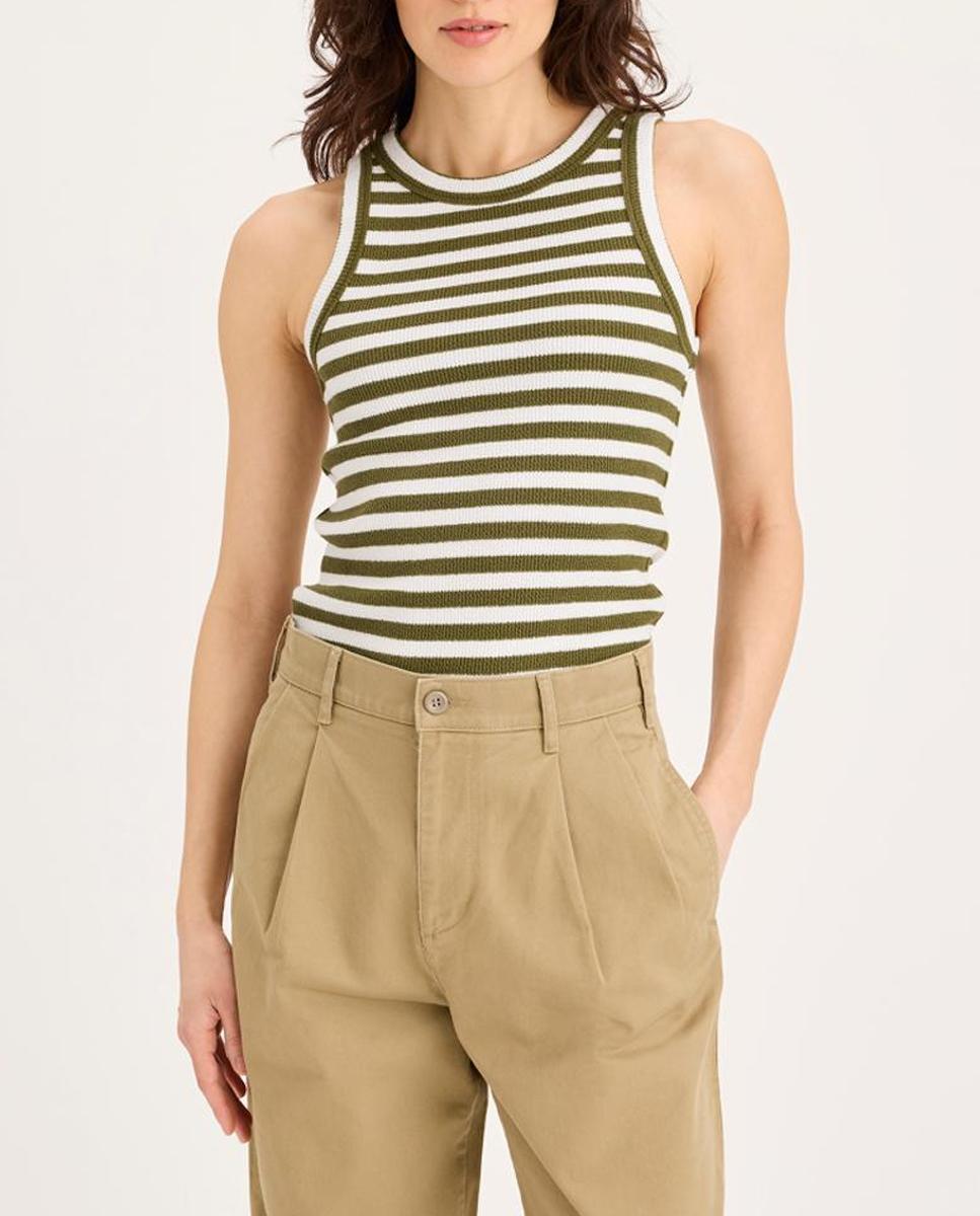 Imagen 0 de Camiseta de mujer canalé sin mangas y cuello redondo