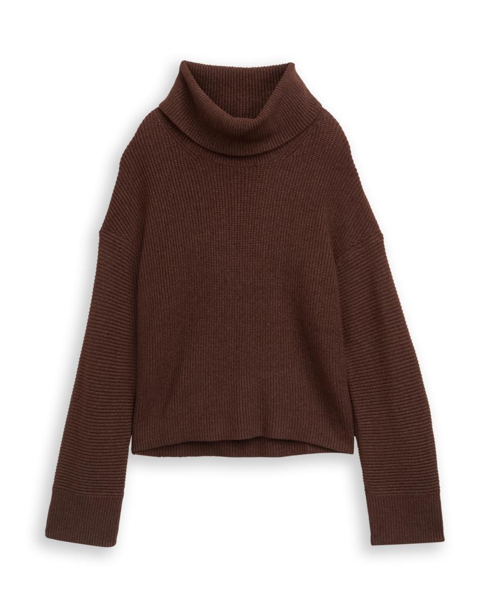 Imagen 0 de Jersey de mujer de manga larga con cuello alto de canalé de punto