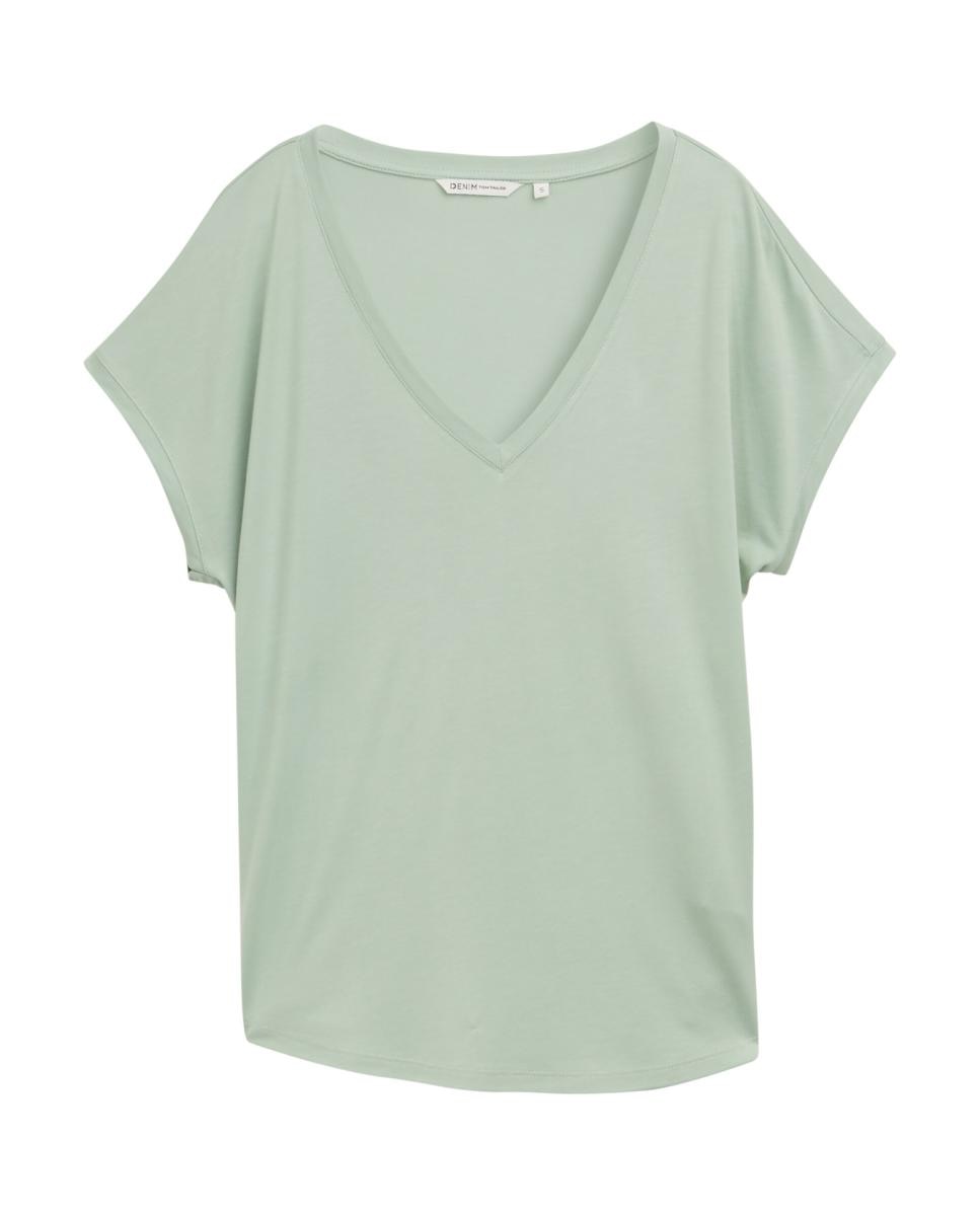 Imagen 0 de Camiseta de mujer de manga corta con cuello pico