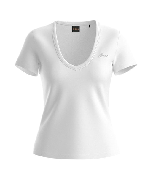 Imagen 0 de Camiseta de mujer de manga corta cuello pico