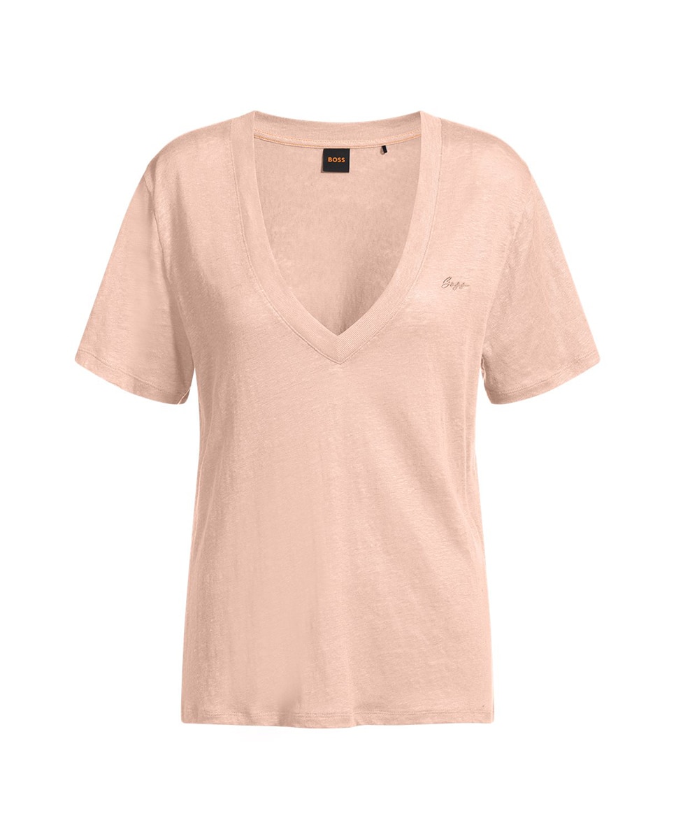 Imagen 0 de Camiseta de mujer manga corta y cuello pico