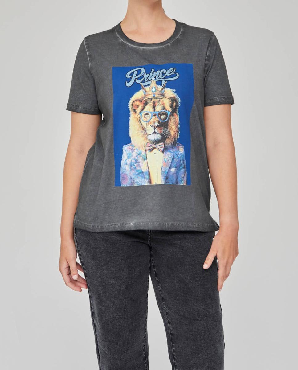 Imagen 0 de Camiseta efecto lavado estampado posicional