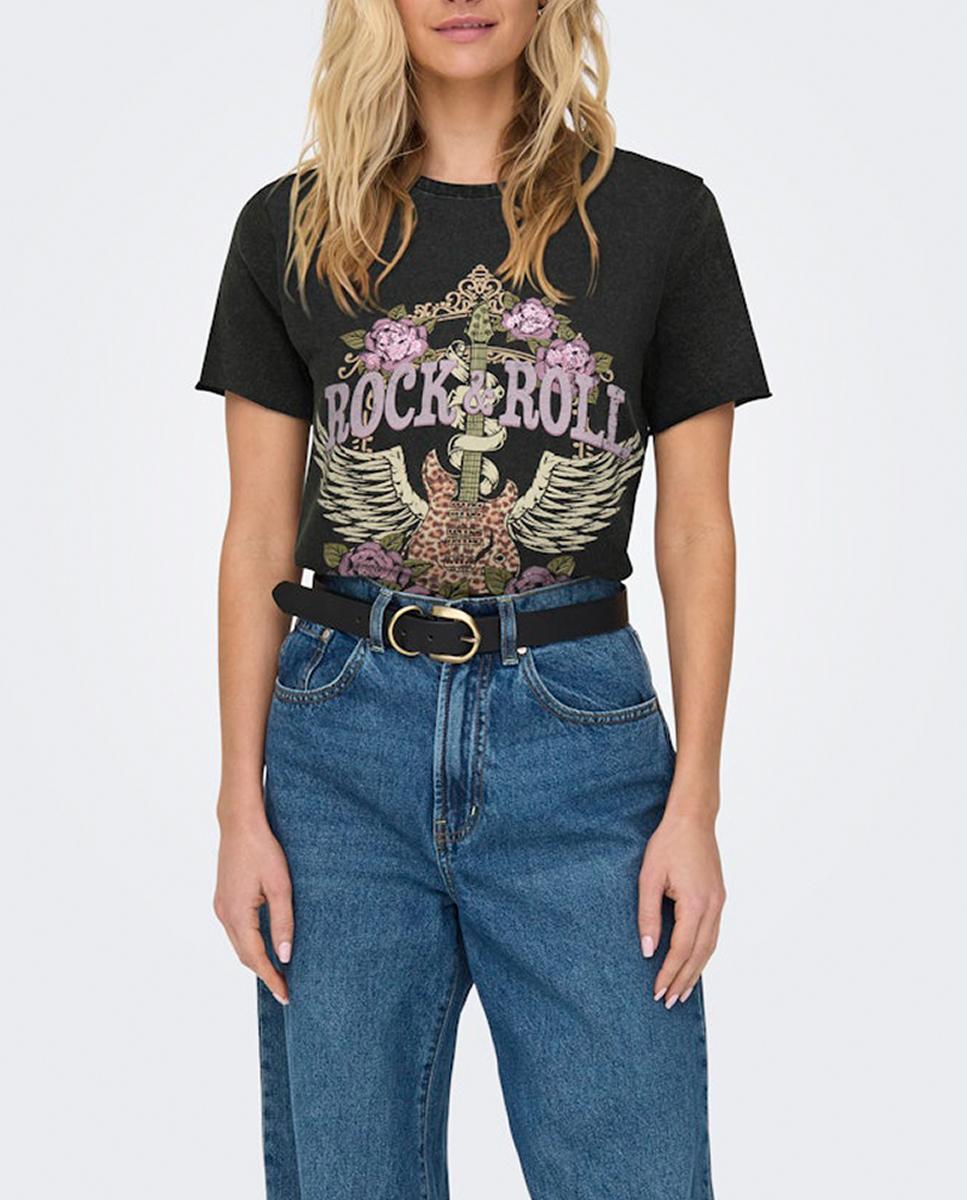 Imagen 0 de Camiseta de mujer de manga corta con dibujo frontal