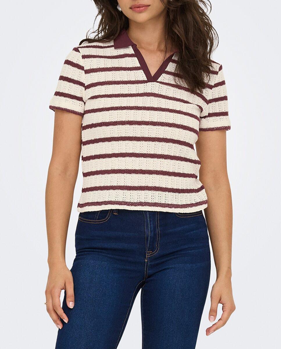 Imagen 0 de Camiseta de mujer cuello polo rayas