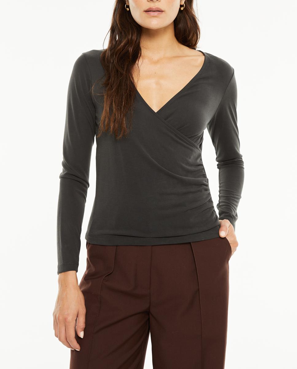 Imagen 0 de Camiseta de mujer cruzada con frunce lateral