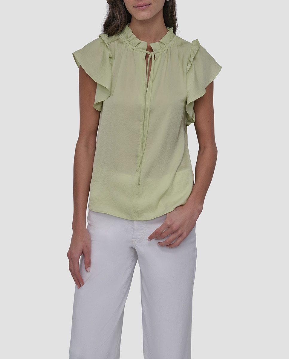 Imagen 0 de Blusa de mujer de manga corta y cuello pico.