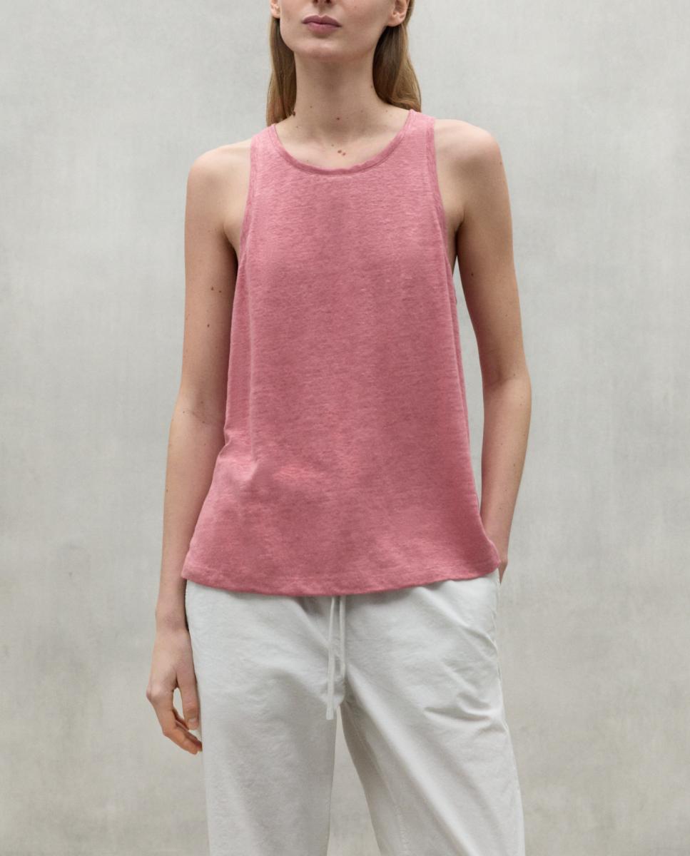 Imagen 0 de Camiseta de tirantes con cuello redondo y ribete a lo largo del cuello y las mangas.
