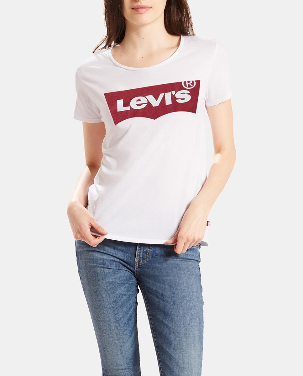 Imagen 0 de Camiseta de mujer Levi's blanca con logo