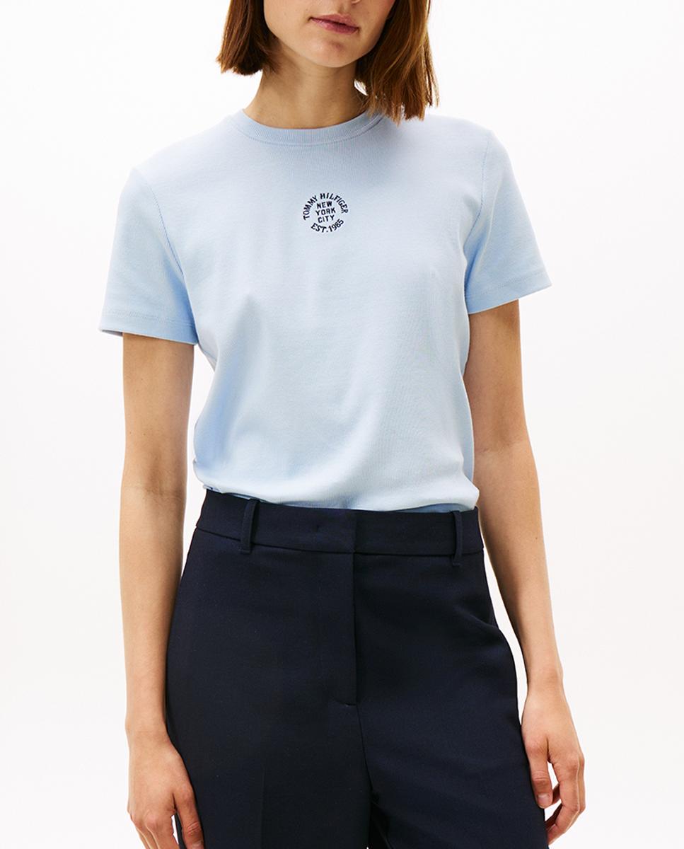 Imagen 0 de Camiseta de mujer de canalé y manga corta
