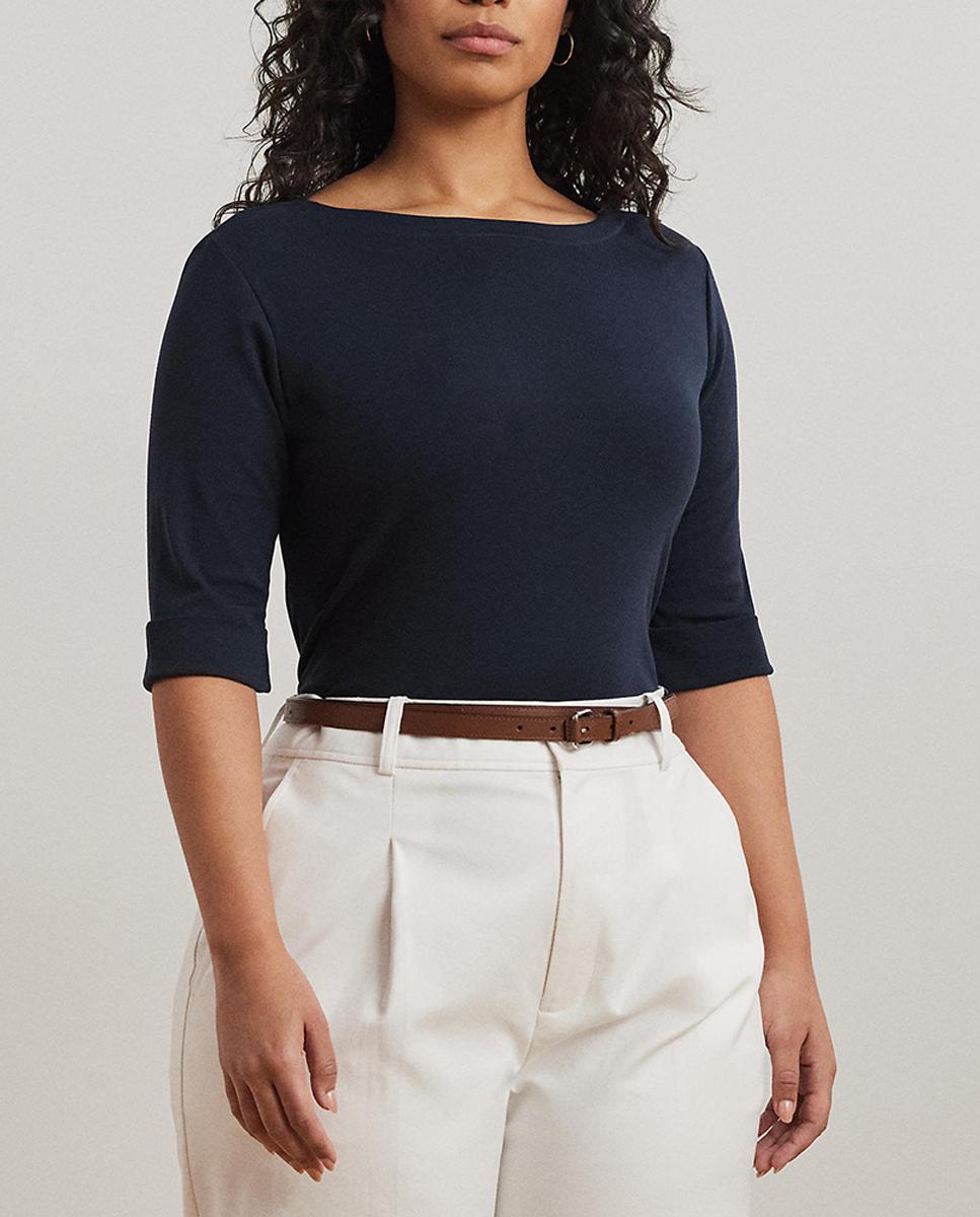 Imagen 0 de Camiseta de mujer cuello barco manga tres cuartos