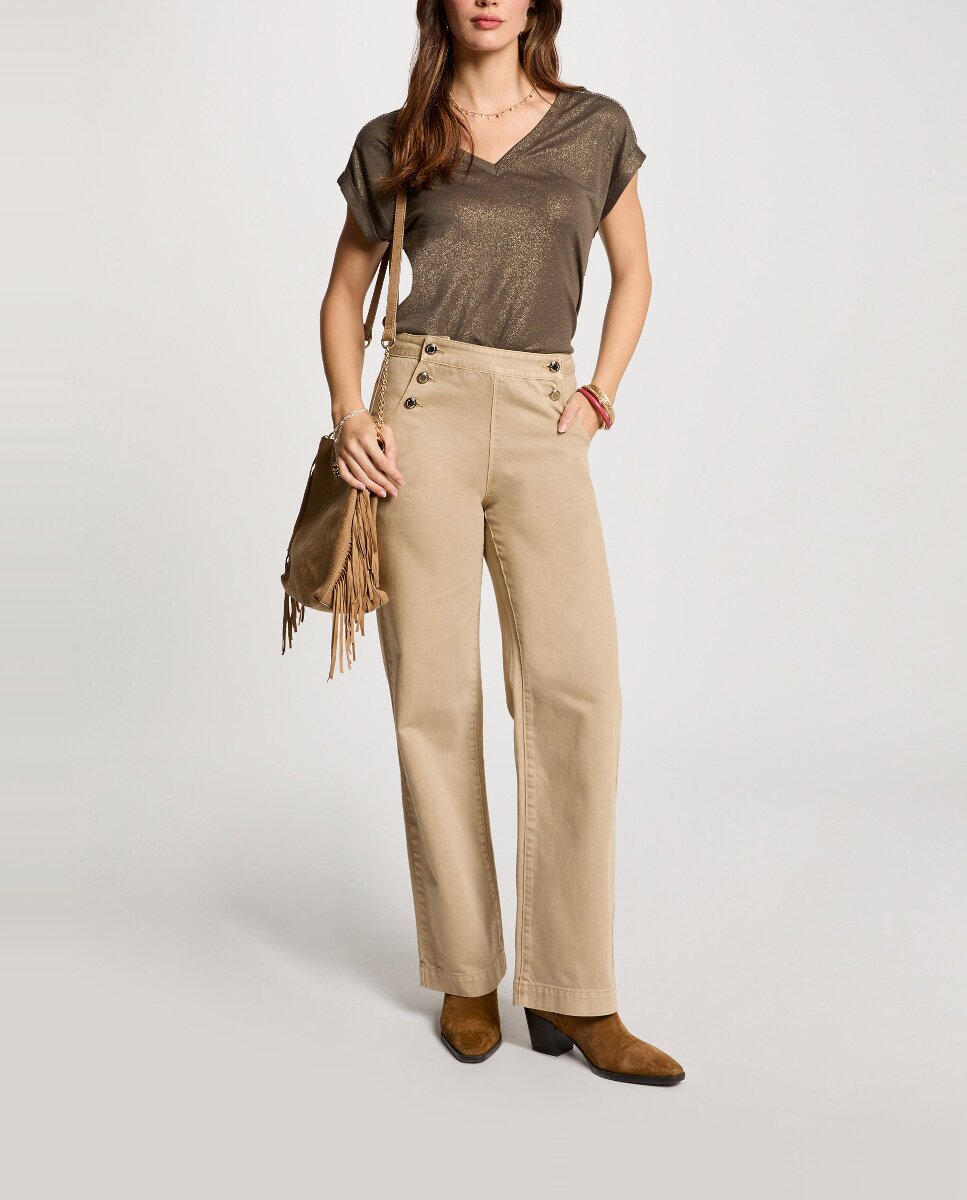 Imagen 0 de Pantalón de mujer pernera ancha botones