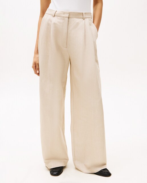 Imagen 0 de Pantalón de mujer de lino y silueta Relaxed Straight
