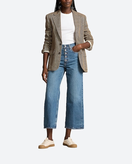 Imagen 0 de Vaquero de mujer crope de cintura alta.