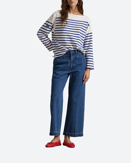 Imagen 0 de Vaqueros campana de mujer Crop de algodón