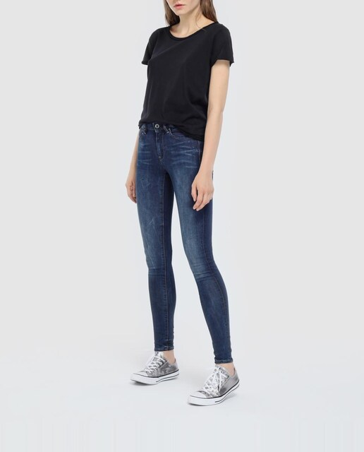 Imagen 0 de Vaquero skinny Midge Zip de mujer con efecto lavado