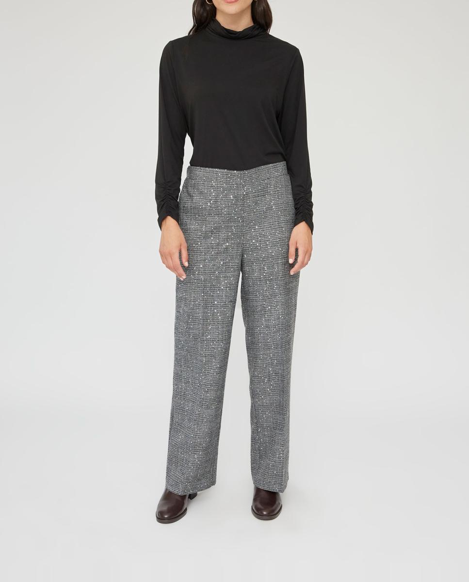 Imagen 0 de Pantalon recto de cuadros con lentejuelas