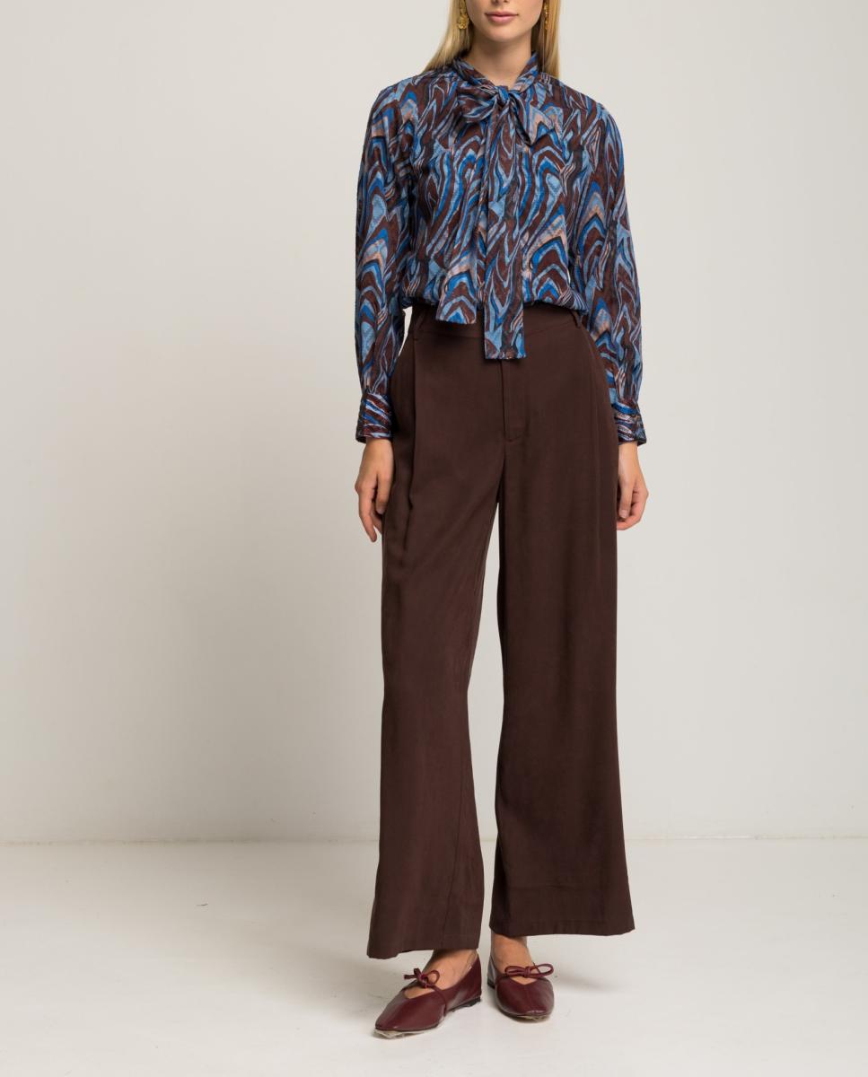 Imagen 0 de Pantalón ancho de mujer con pliegues y bolsillos