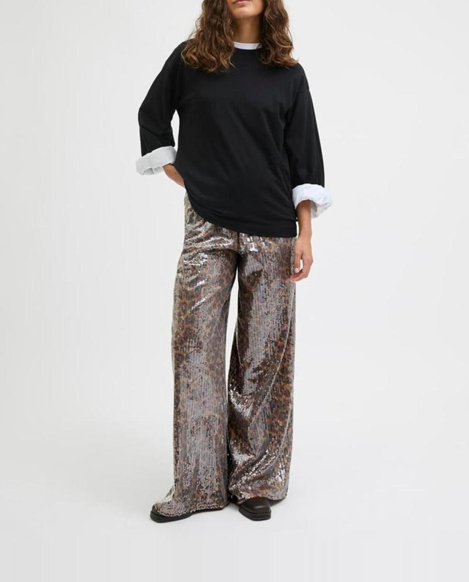 Imagen 0 de Pantalón ancho de mujer con estampado y lentejuelas