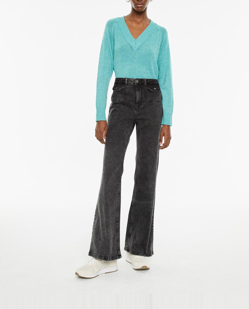 Imagen 0 de Jeans de mujer fit flare tiro medio detalle bolsillos