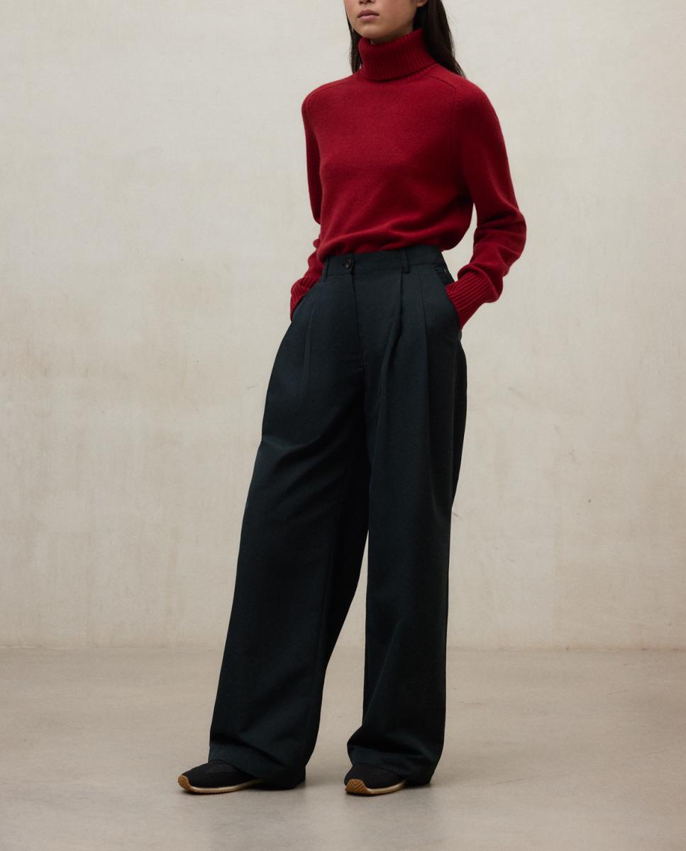 Imagen 0 de Pantalones mujer cintura alta y pliegues