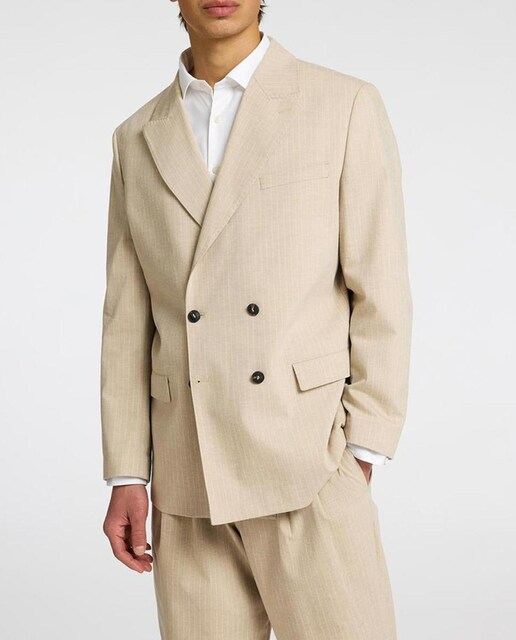 Imagen 0 de Americana lino cruzada traje hombre corte relaxed fit