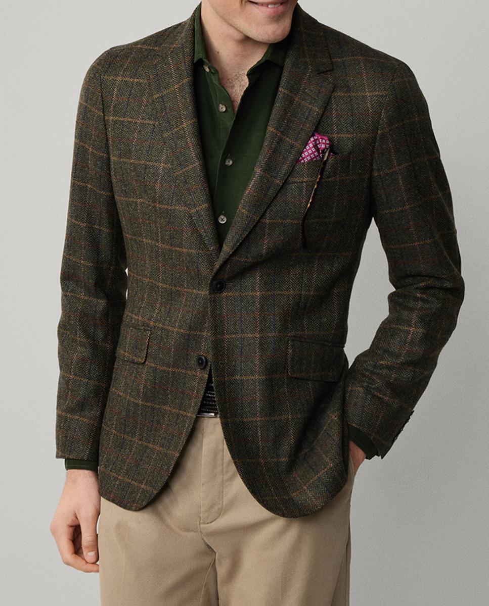 Imagen 0 de Chaqueta de hombre de lana y cashmere de cuadros tallas grandes