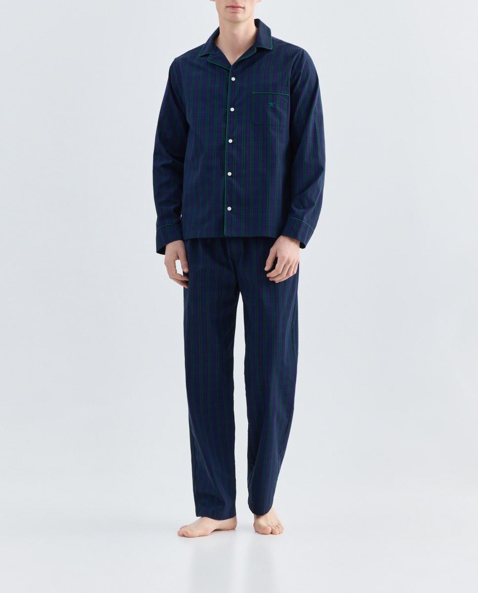 Imagen 0 de Conjunto de pijama de tela de cuadros con pantalón largo de hombre
