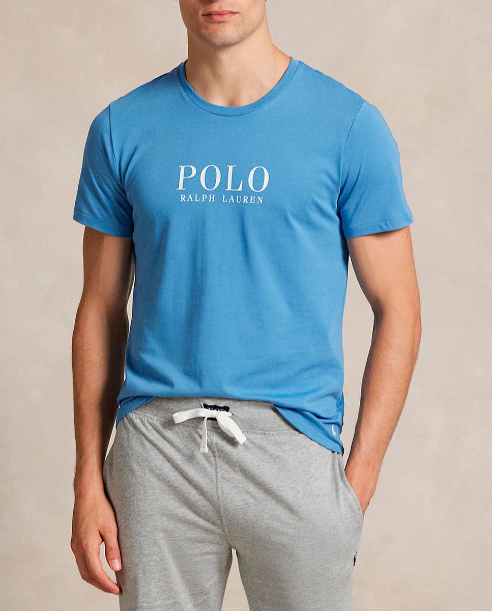 Imagen 0 de Camiseta de pijama de hombre de punto de algodón con logotipo