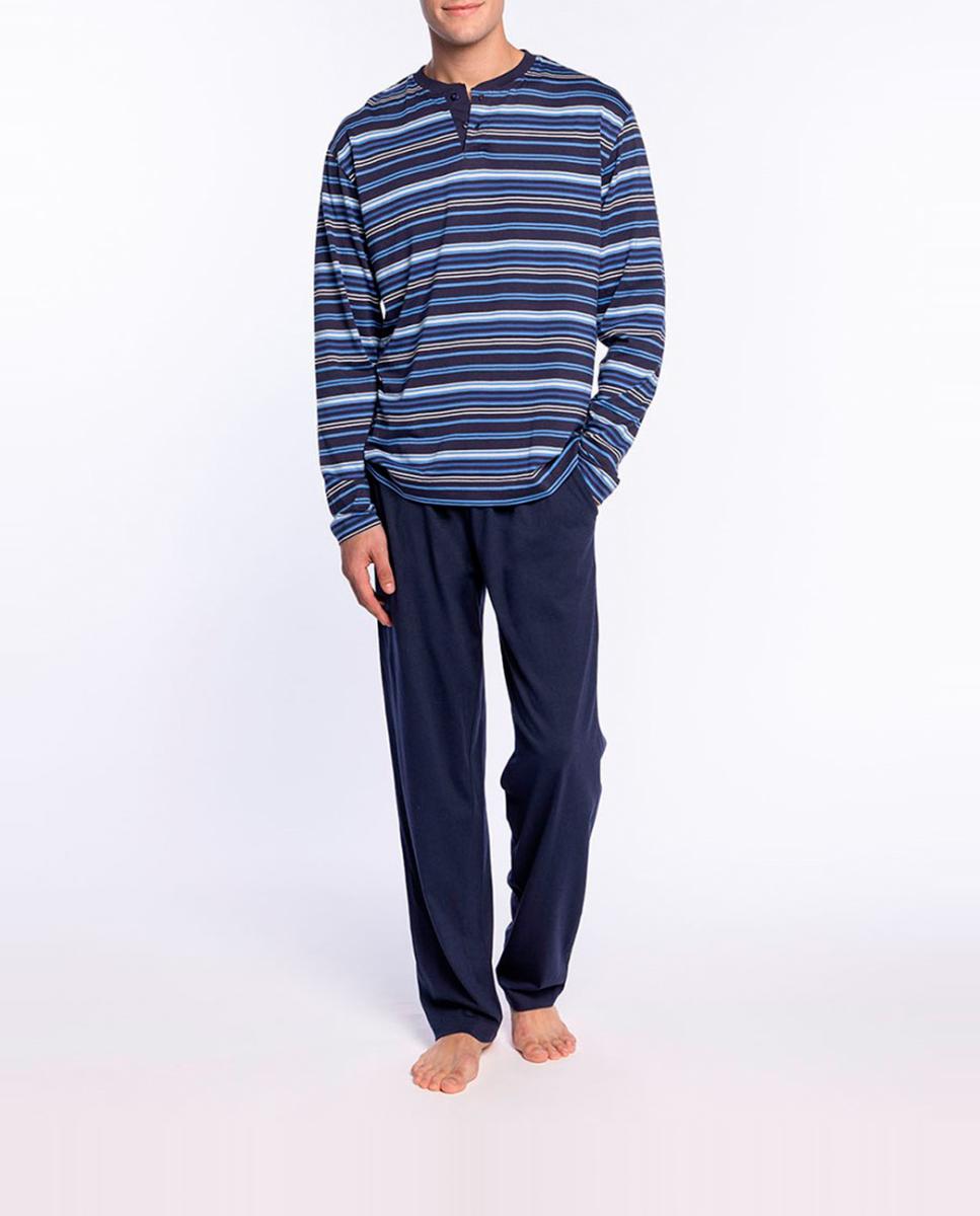 Imagen 0 de Pijama largo de modal y algodón cuello tapeta de hombre