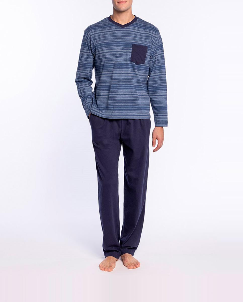 Imagen 0 de Pijama punto largo cuello pico de hombre