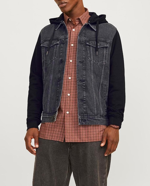 Imagen 0 de Chaqueta vaquera con mangas y cuello a contraste de hombre