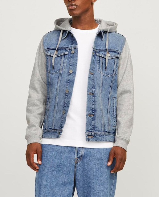 Imagen 0 de Chaqueta vaquera con mangas y cuello a contraste de hombre