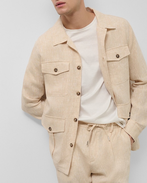 Imagen 0 de Sahariana de hombre cuatro bolsillos de lino