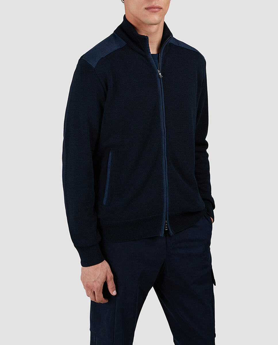 Imagen 0 de Cardigan de hombre media cremallera contrastes, tallas grandes