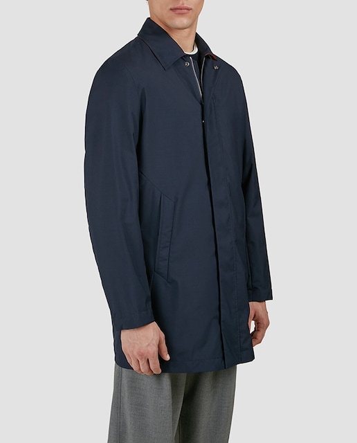 Imagen 0 de Gabardina de hombre larga carcoat contraste bajo cuello