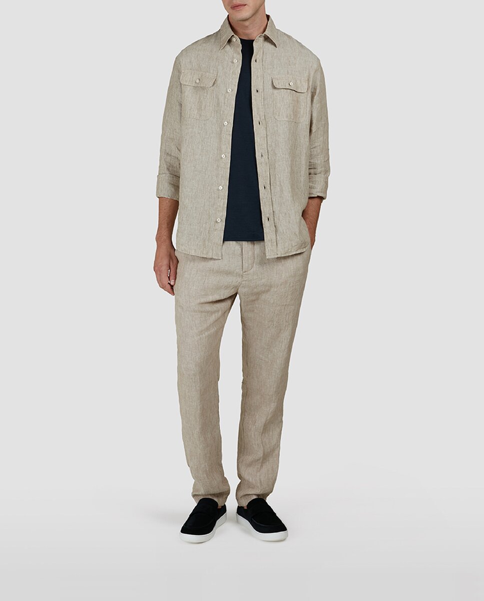 Imagen 0 de Pantalón de hombre chino sin pliegues lino