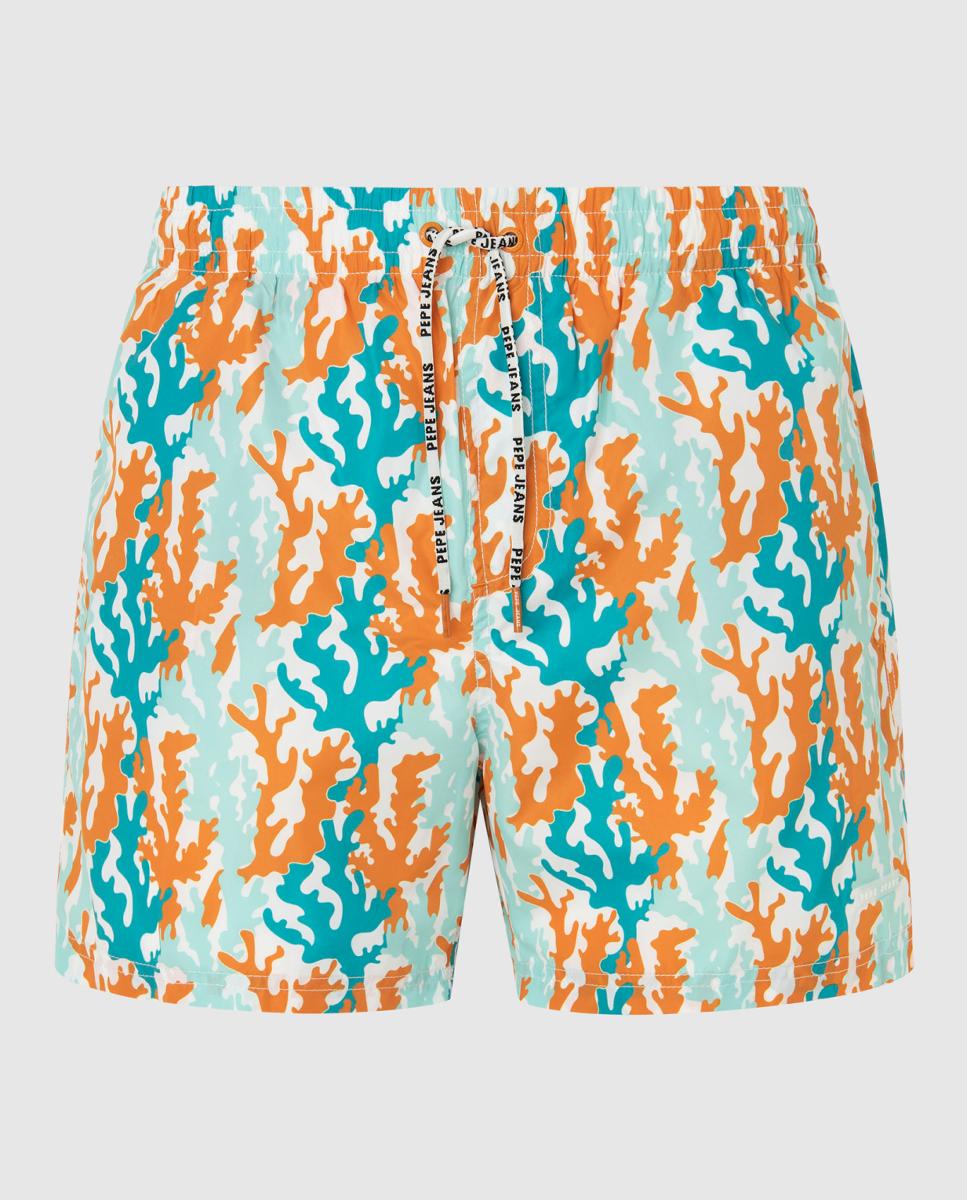 Imagen 0 de Bañador de hombre con estampado fantasía. Cintura ajustable con cordón en contraste.