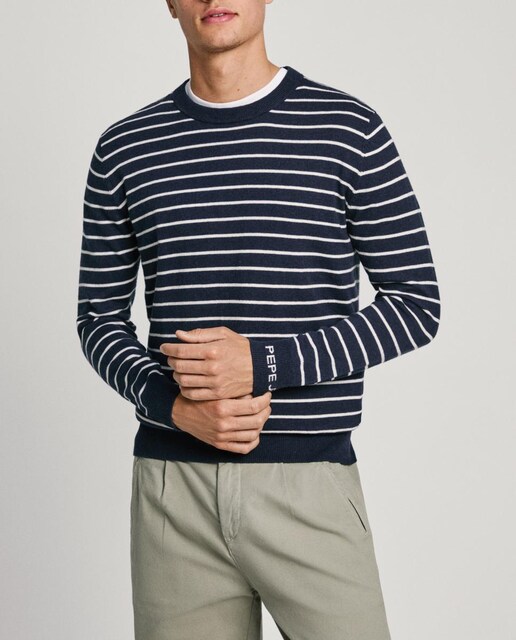 Imagen 0 de Jersey de hombre de cuello redondo a rayas