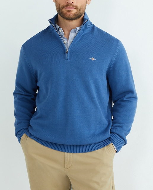 Imagen 0 de Cárdigan de punto de hombre de cuello perking y logotipo GANT en el pecho