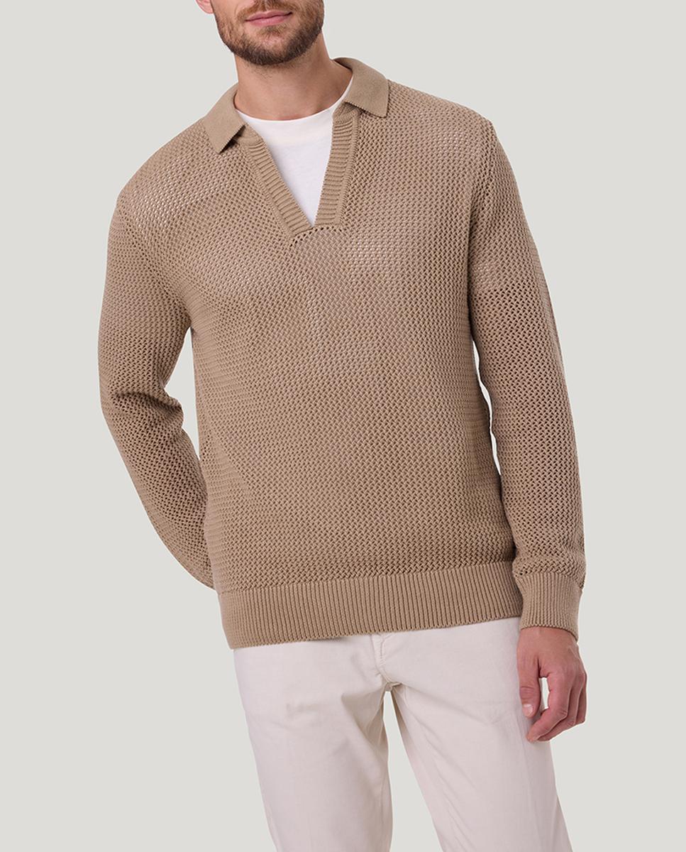 Imagen 0 de Jersey de hombre en punto calado y con cuello abiert0