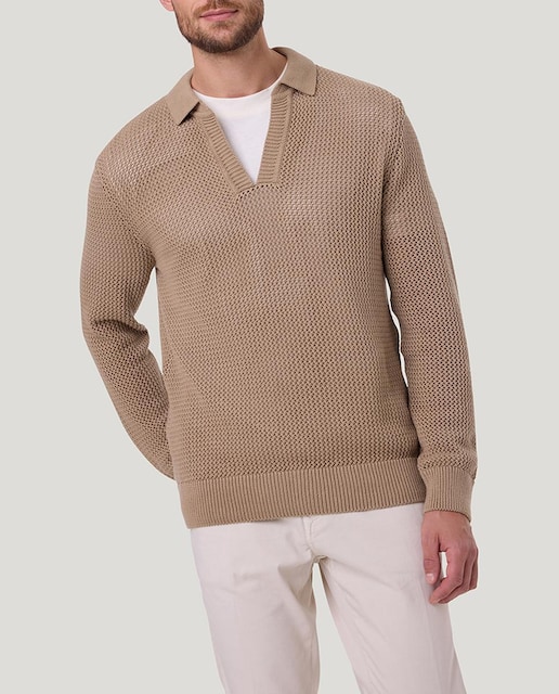 Imagen 0 de Jersey de hombre en punto calado y con cuello abiert0