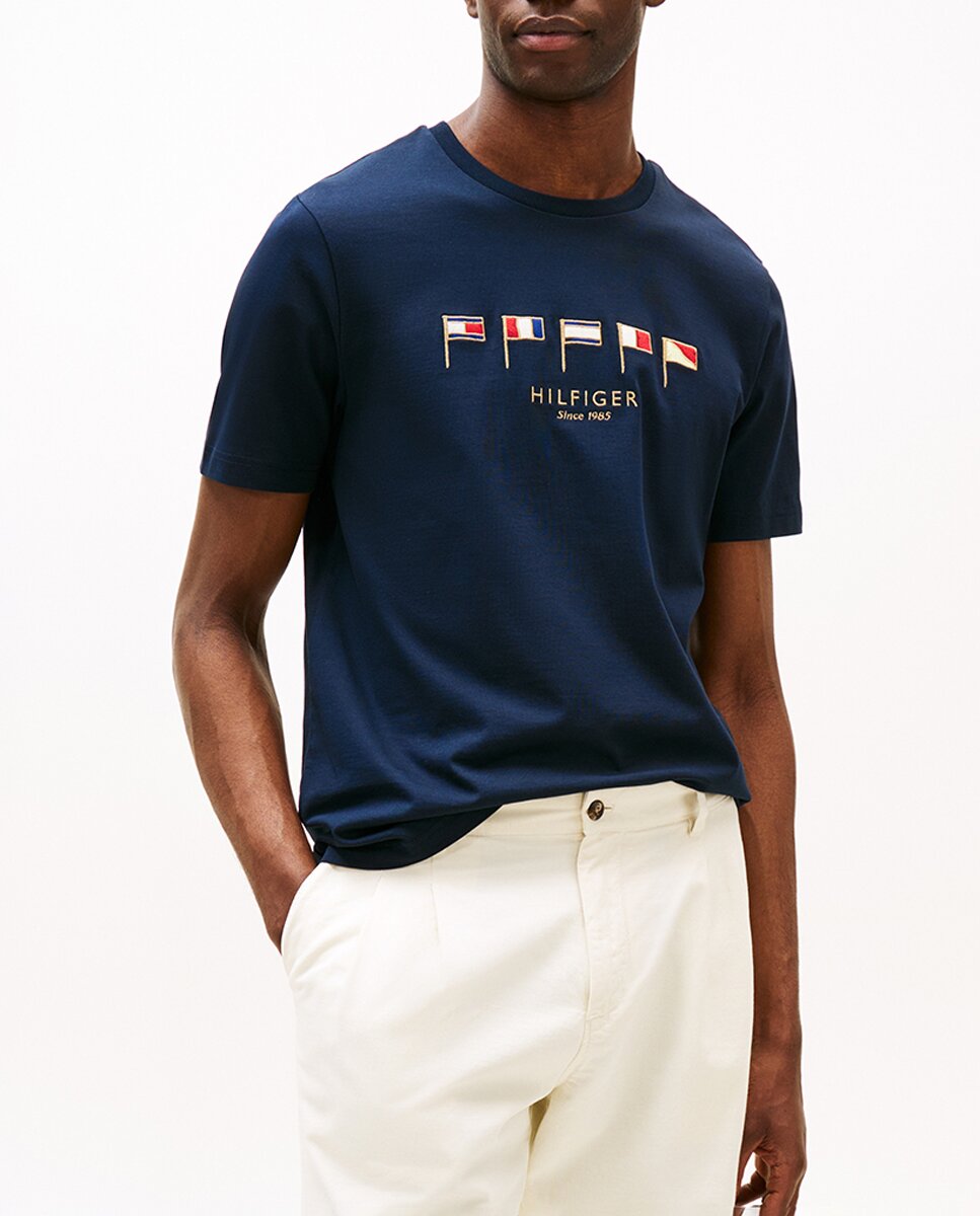 Imagen 0 de Camiseta de caballero con banderas bordadas