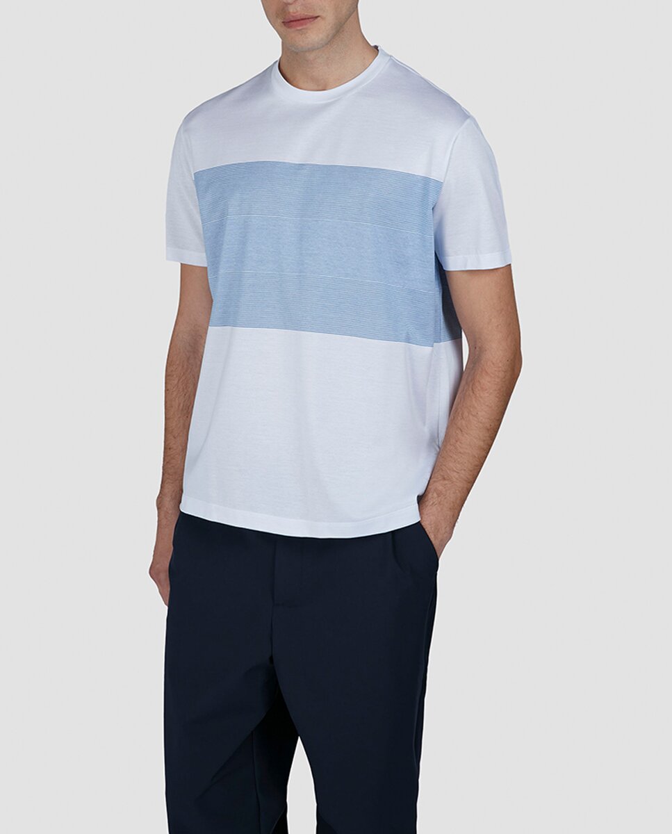 Imagen 0 de Camiseta de hombre manga corta mini rayas centrales