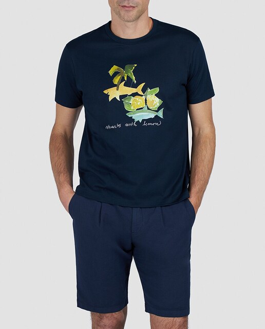 Imagen 0 de Camiseta de hombre riviera estampado limonero con tiburón