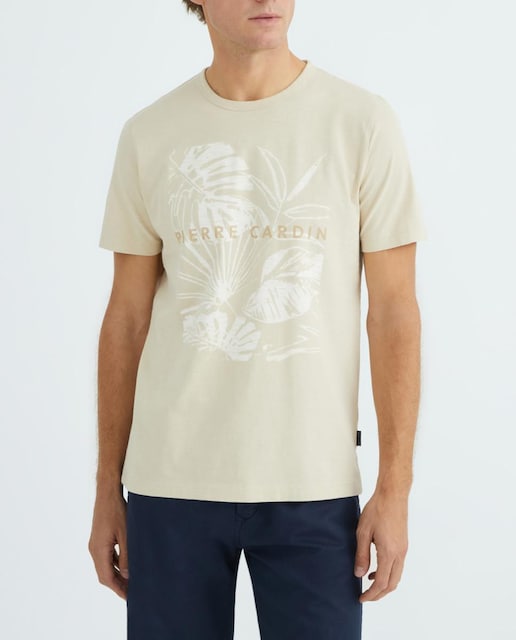 Imagen 0 de Camiseta de hombre en tejido slub con dibujo tropical
