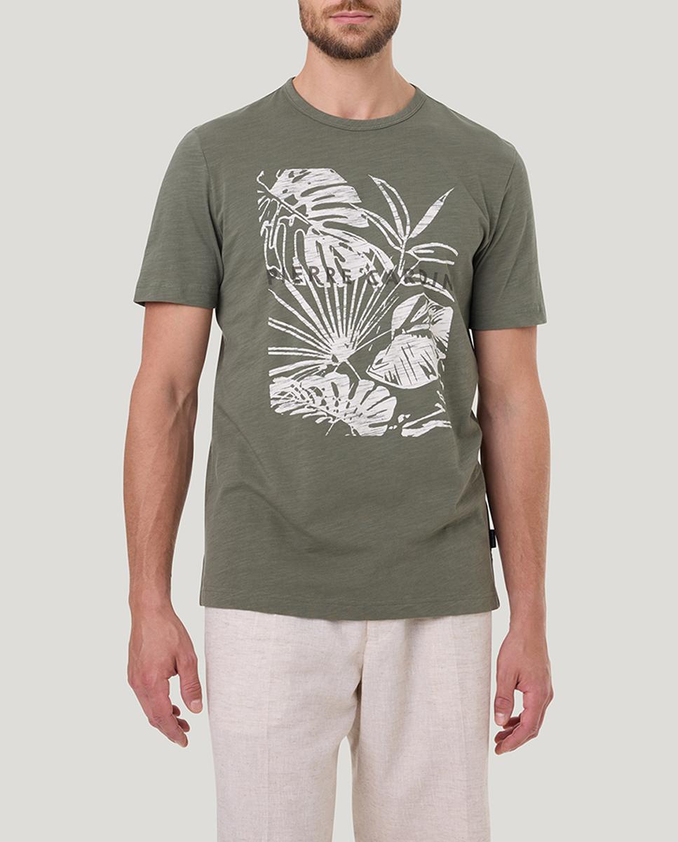 Imagen 0 de Camiseta de hombre en tejido slub con dibujo tropical
