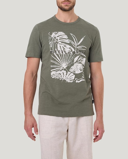 Imagen 0 de Camiseta de hombre en tejido slub con dibujo tropical